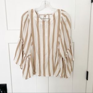 Maurice’s tan and white gingham checkered flowy shirt size S